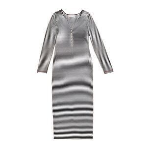 Free People Beach Striped Costas Maxi Dress Henley Longsleeve M Preppy Travel